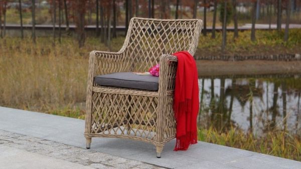 Плетеное кресло "Латте" из искусственного ротанга, цвет соломенный