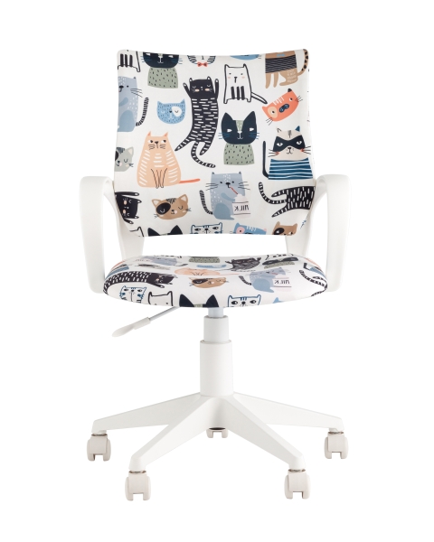 Кресло детское BUROKIDS 1 W мультиколор коты крестовина пластик белый