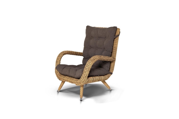 Плетеное кресло "Толедо" с подушками, цвет соломенный