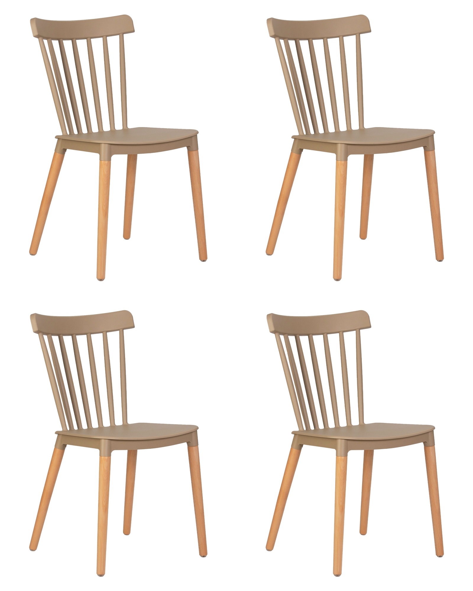Набор 4 шт Стул обеденный THEO, ножки светлый бук бежевый (GR-03)