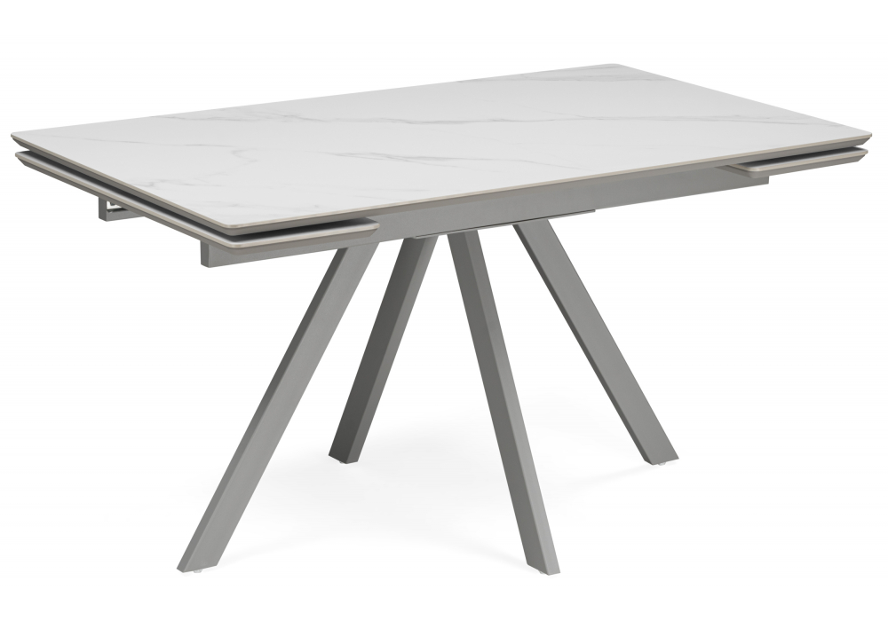 Керамический стол Вилли 140(200)х80 белый мрамор snow white, серый