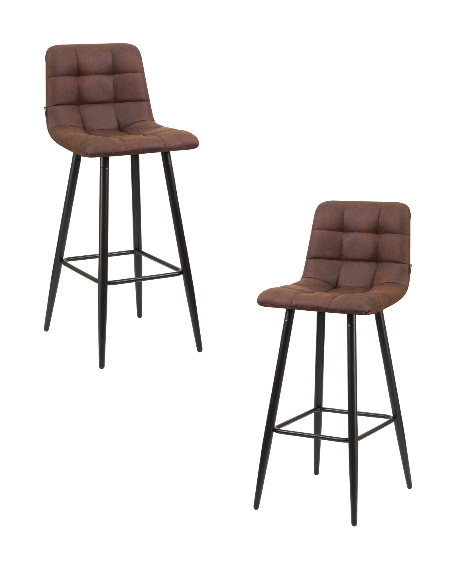 Набор 2 шт Стул барный NICOLE, черные матовые ножки, коричневая микрофибра (PK-03)