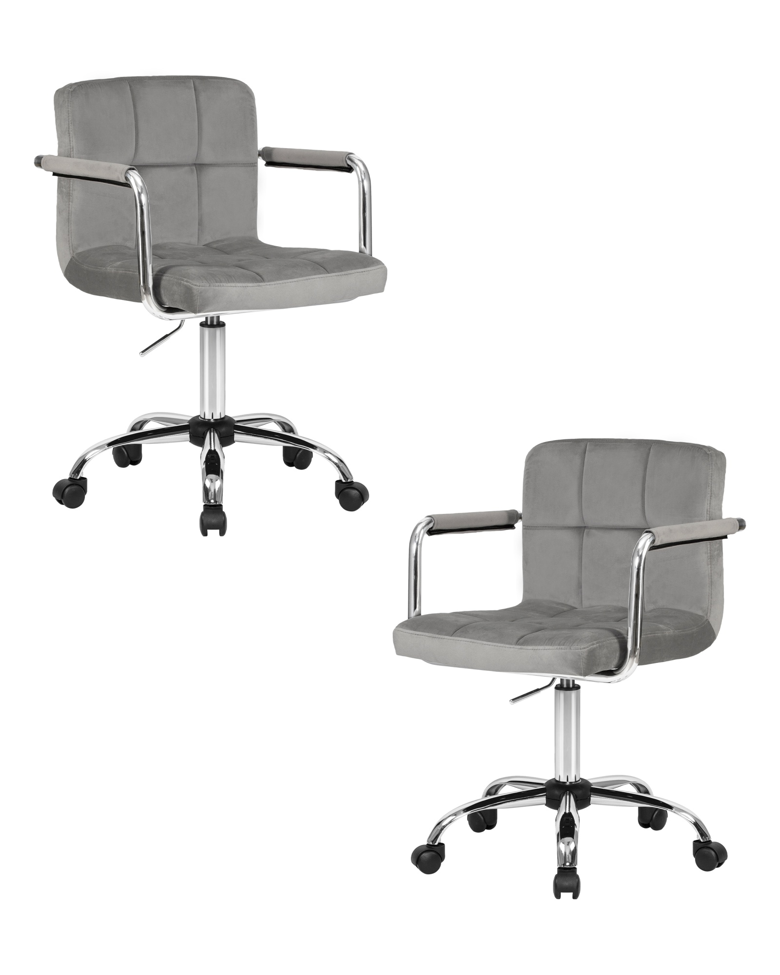 Набор 2 шт Офисное кресло для персонала TERRY, серый велюр (MJ9-75)