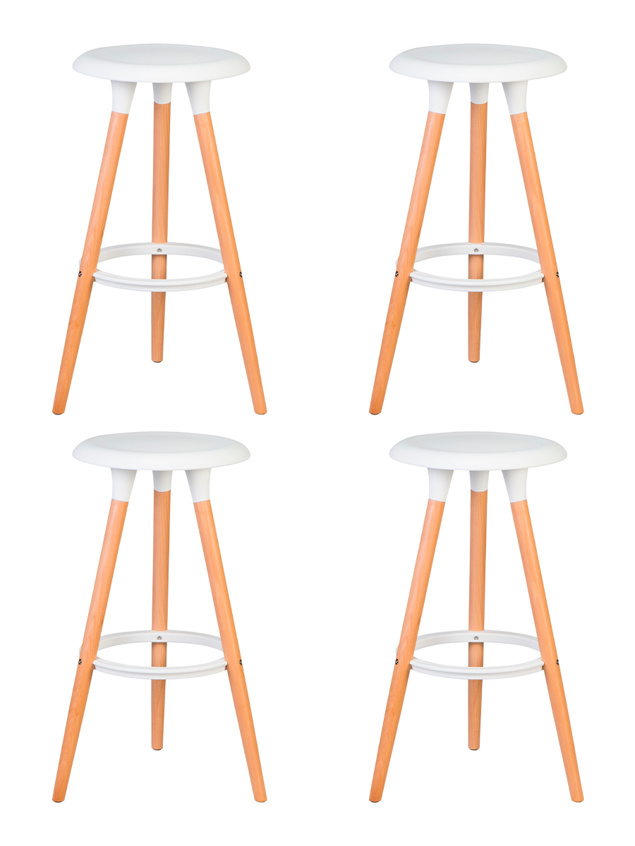 Набор 4 шт Табурет барный ROYCE, ножки светлый бук белый (W-02)