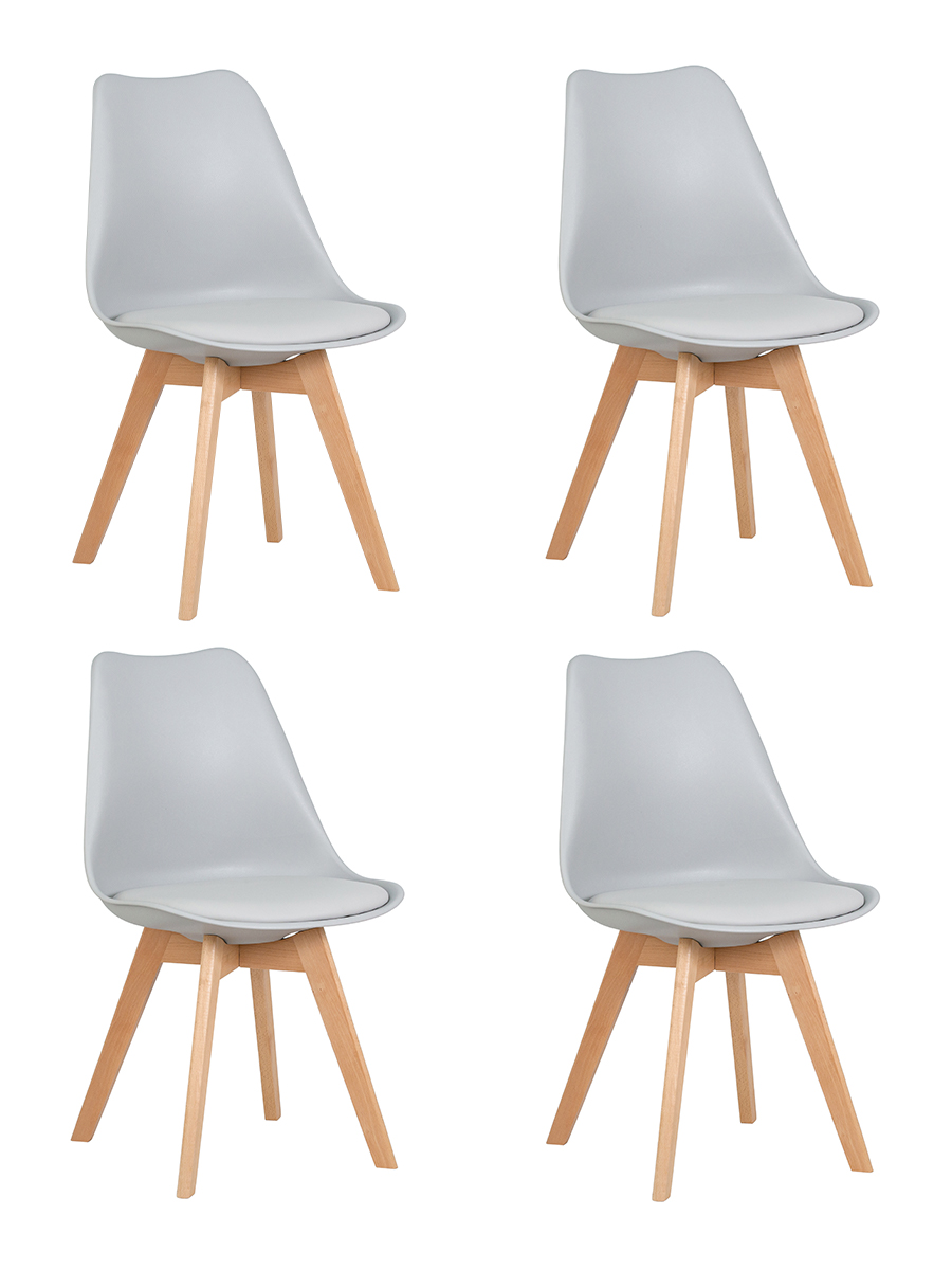 Набор 4 шт Стул обеденный JERRY SOFT, ножки светлый бук сиденья светло-серый (GR-01)