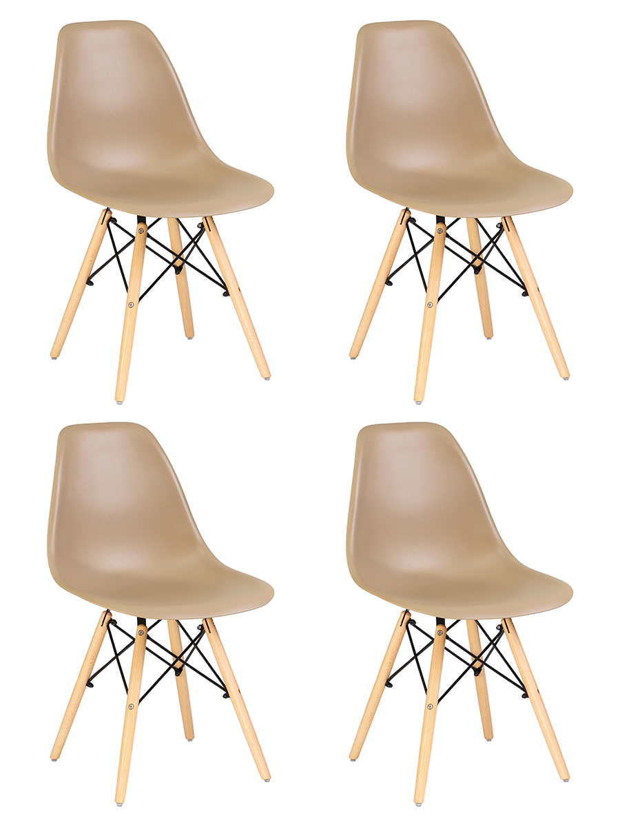 Набор 4 шт Стул обеденный DSW, ножки светлый бук бежевый (GR-03)