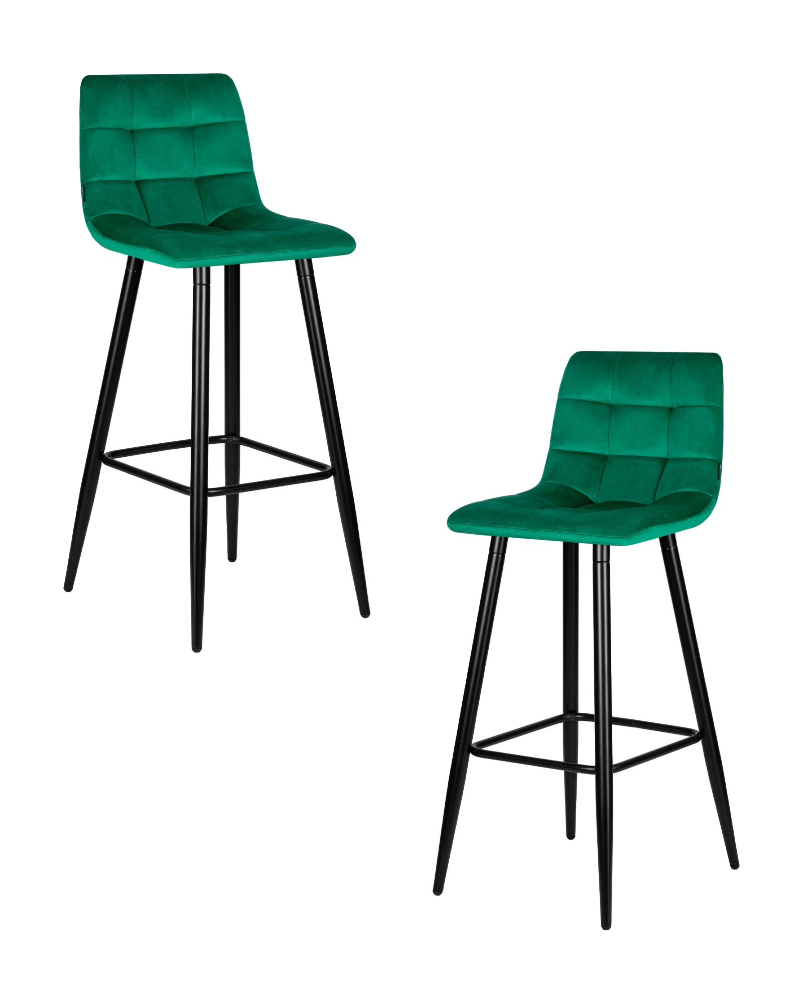 Набор 2 шт Стул барный NICOLE, черные матовые ножки, зеленый велюр (108-64)