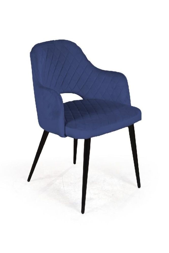 Стул William с подлокотниками ромб, бархат антрацит, черный конус