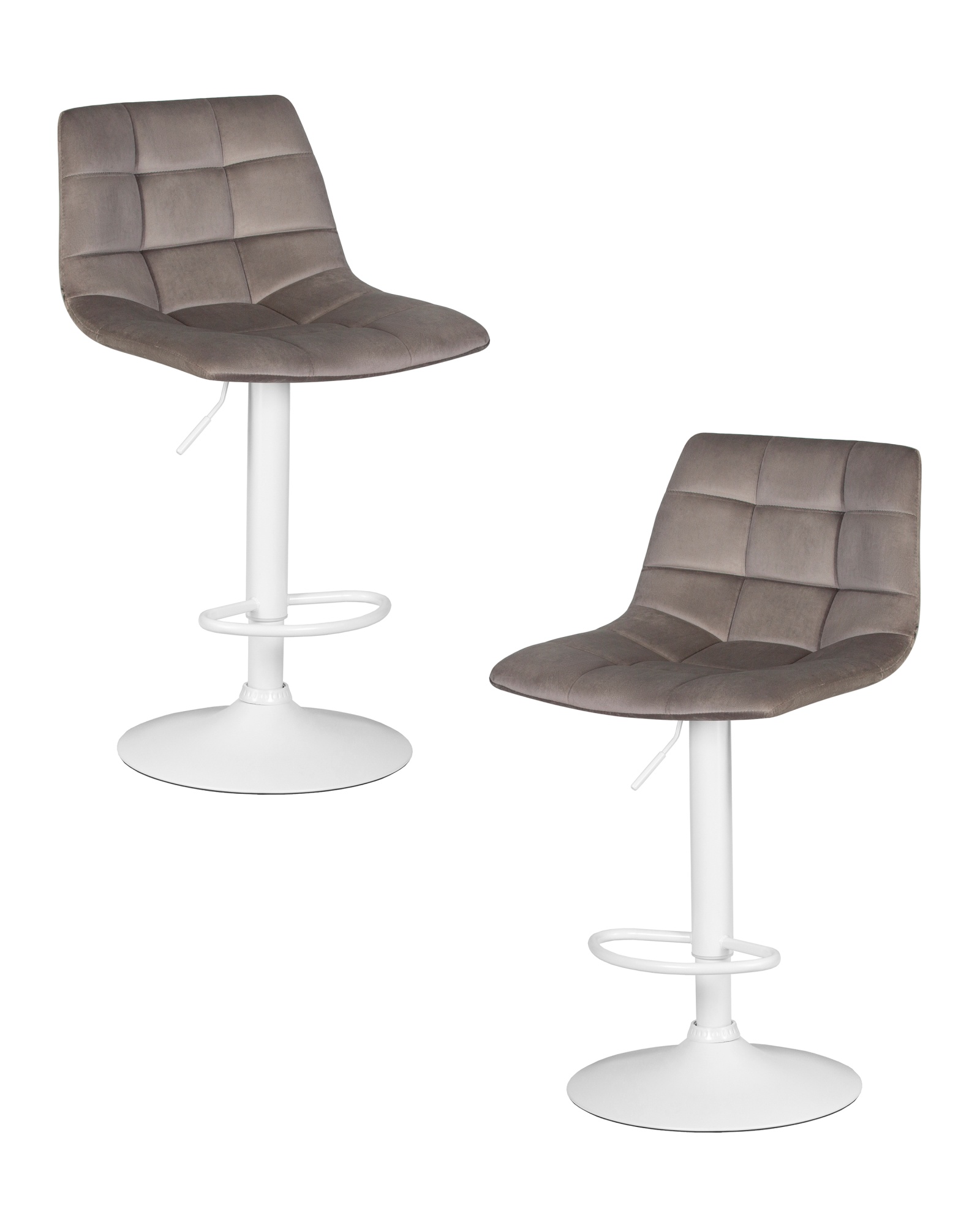 Набор 2 шт Стул барный TAILOR WHITE, серый велюр (MJ9-75)