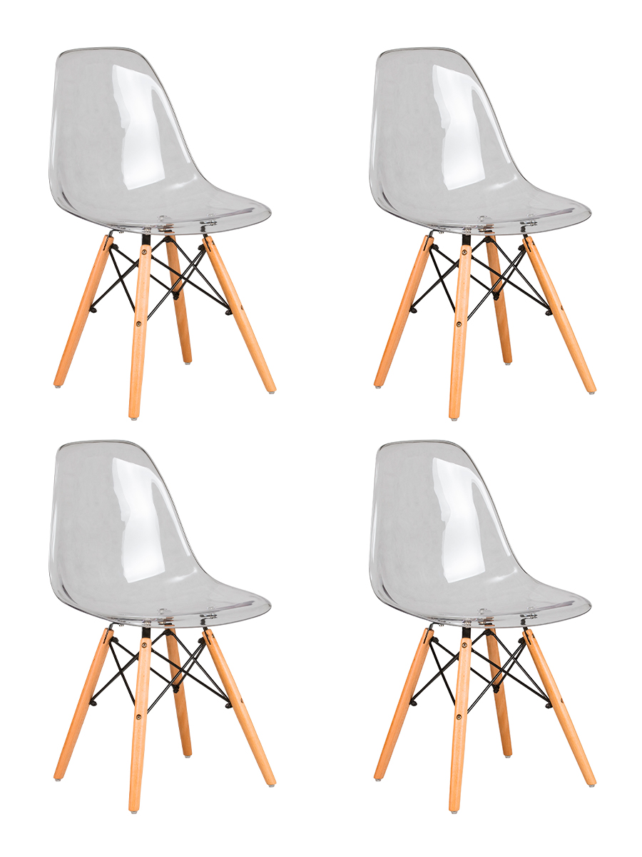 Набор 4 шт Стул обеденный DSW CASPER, ножки светлый бук прозрачный