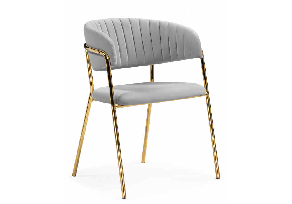 Стул на металлокаркасе Kamelia велюр светло-серый, золотой