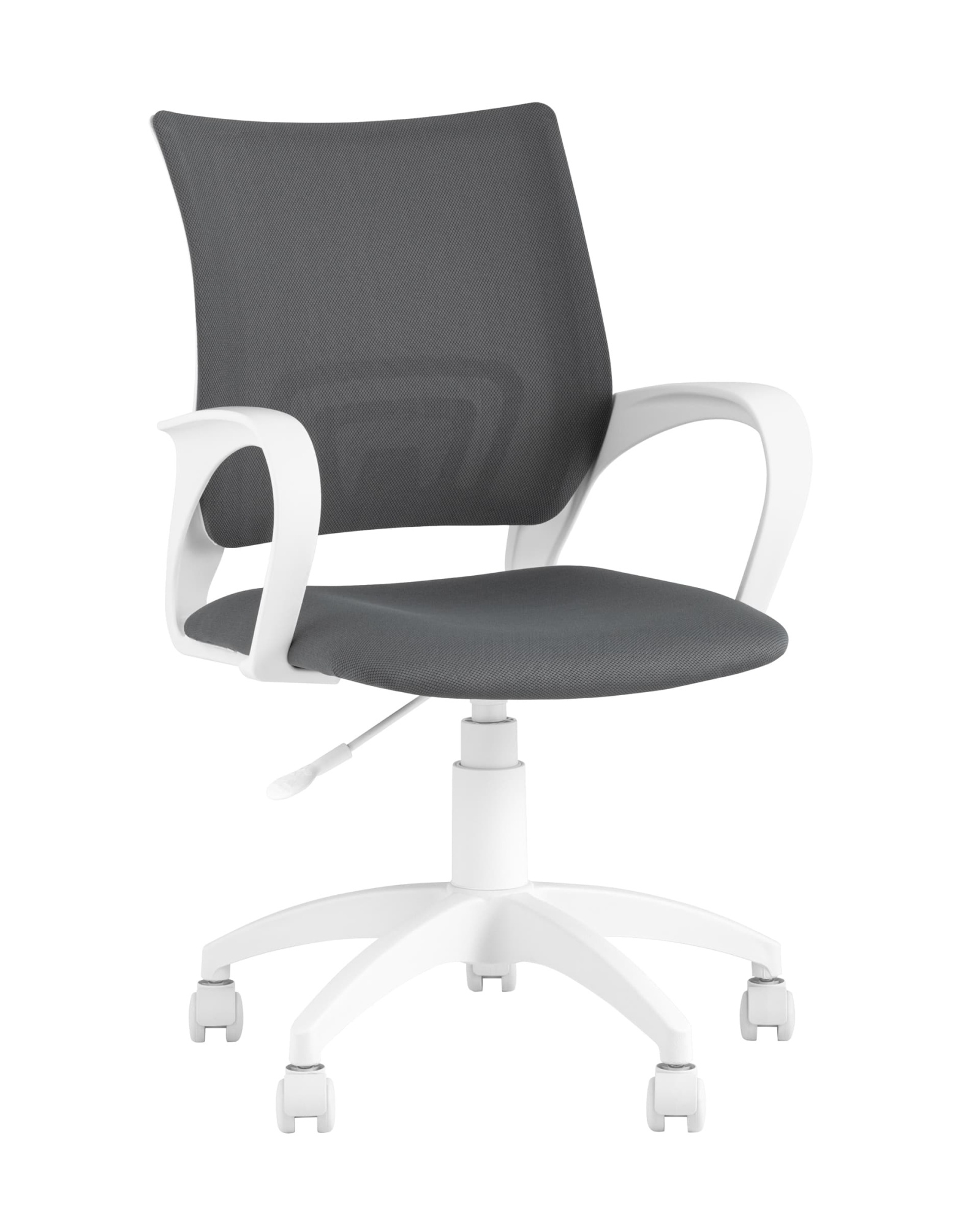 Кресло офисное ST-BASIC-W TopChairs серая ткань крестовина белый пластик