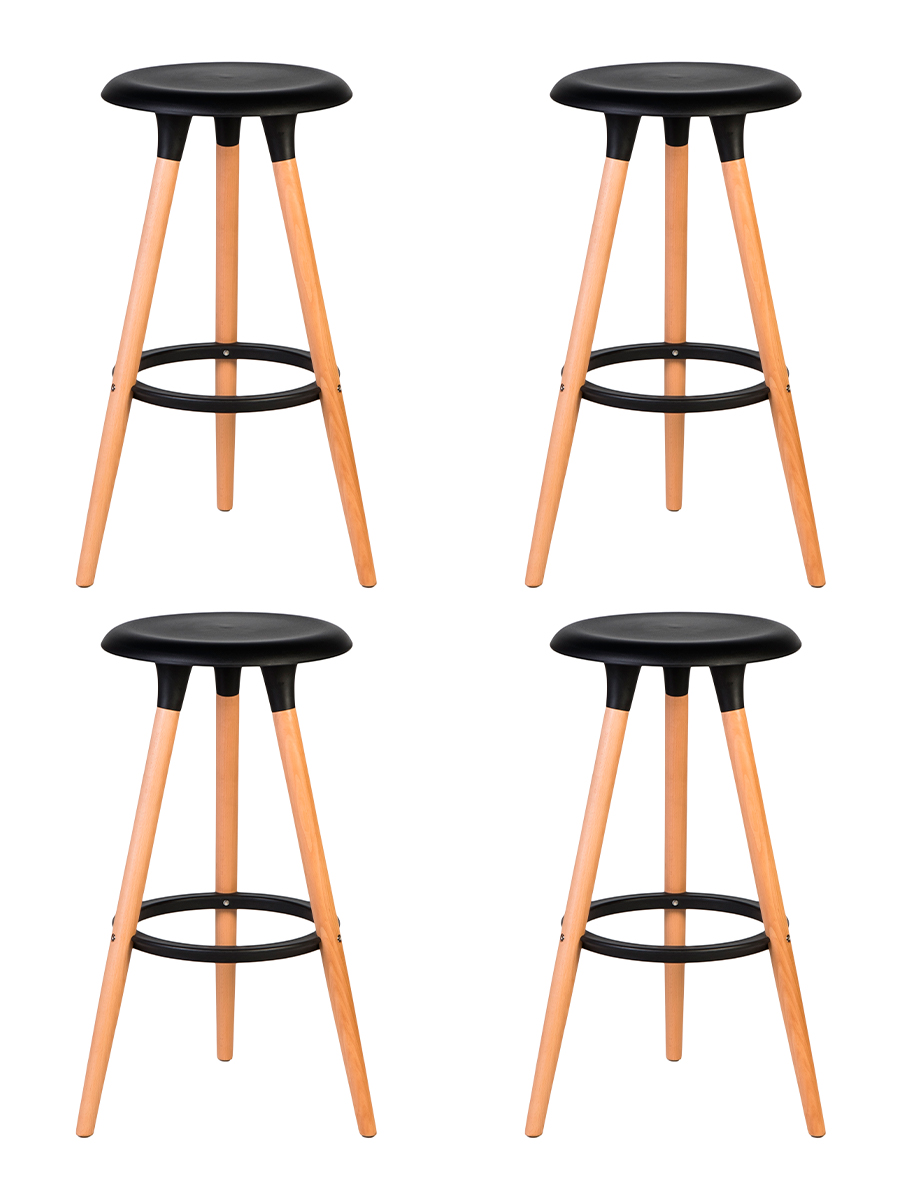 Набор 4 шт Табурет барный ROYCE, ножки светлый бук черный (B-03)