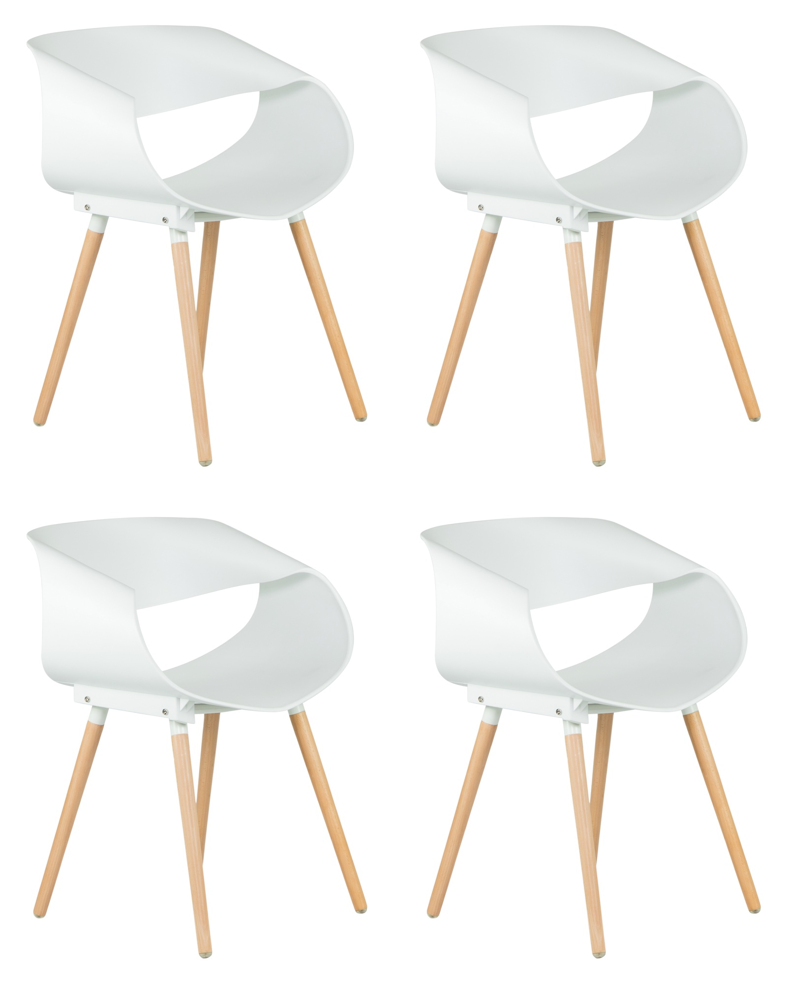 Набор 4 шт Стул обеденный ALIEN, ножки светлый бук белый (W-02)