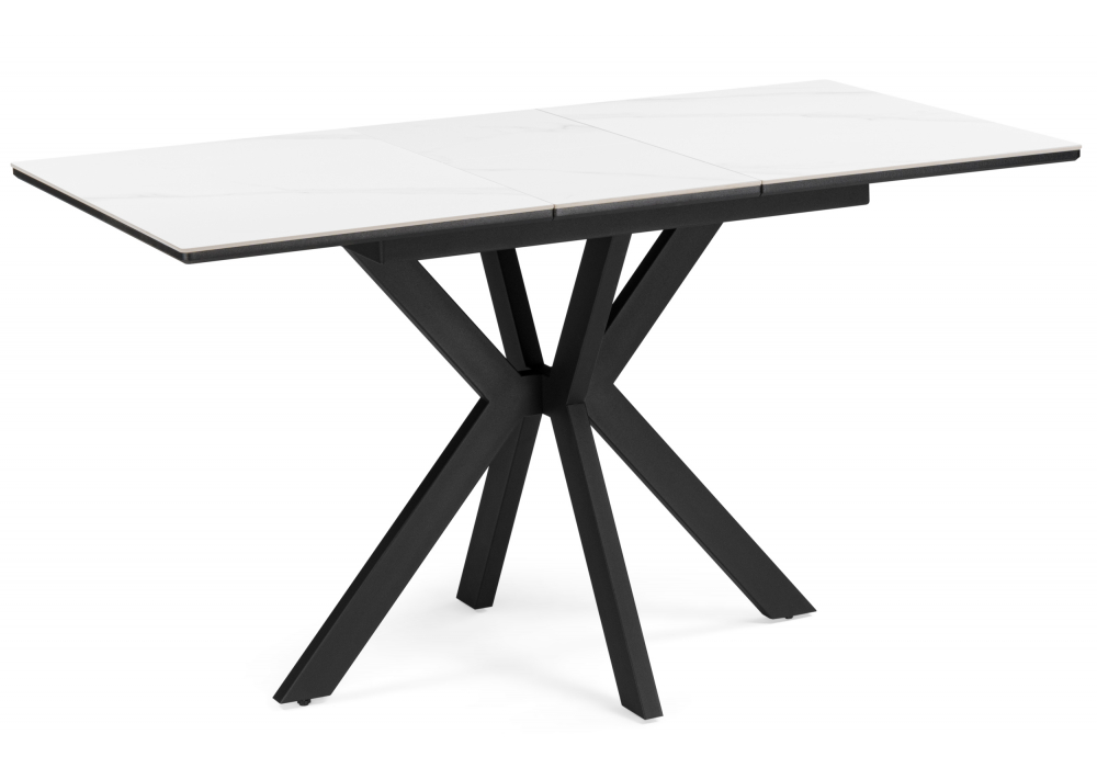 Керамический стол Гардинг 100(130)x70 белый мрамор, черный