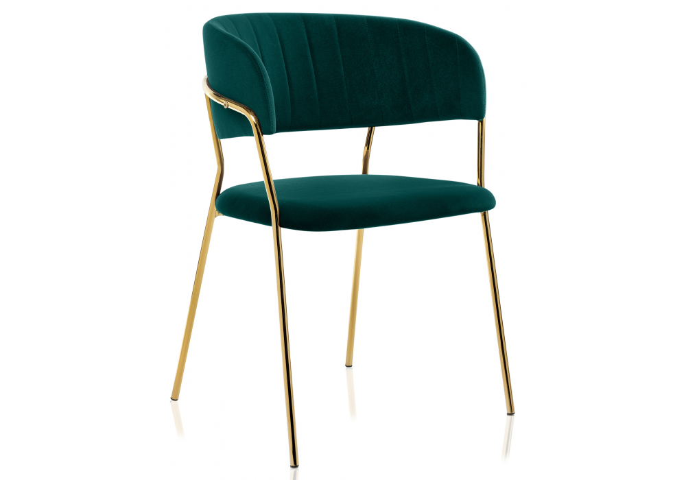 Стул на металлокаркасе Kamelia зеленый, золотой
