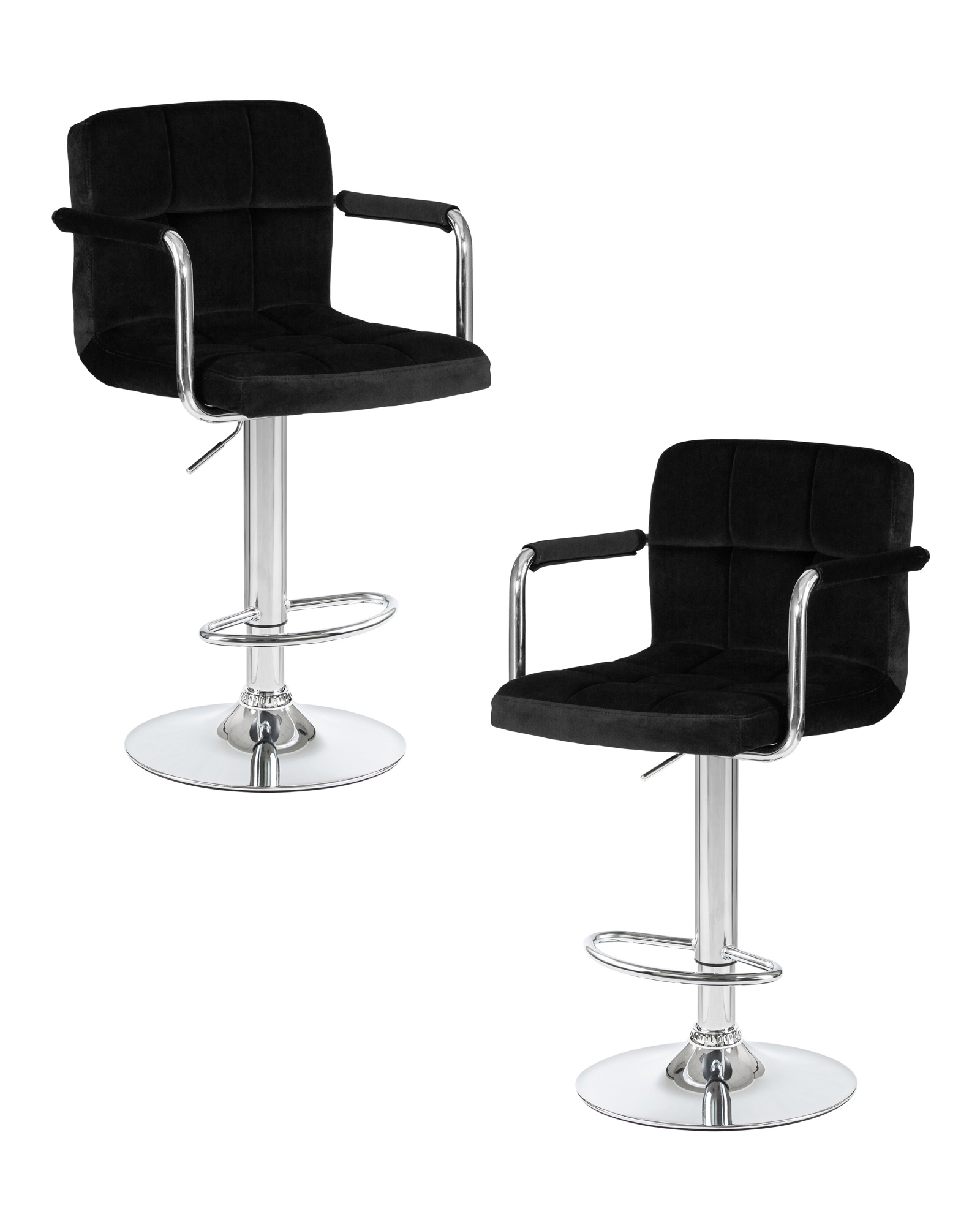 Набор 2 шт Стул барный KRUGER ARM, черный велюр (MJ9-101)