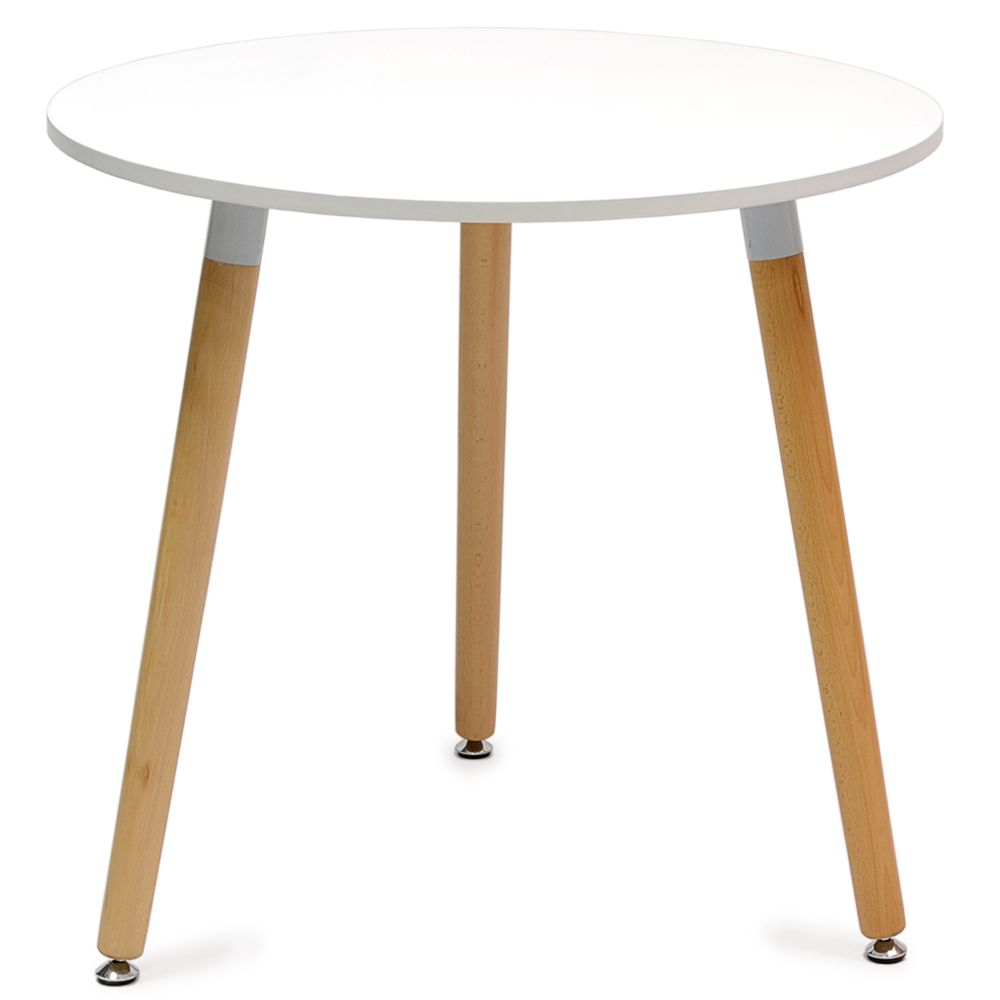 Круглый белый стол на деревянных ножках
