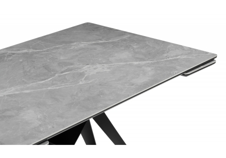 Керамический стол Блэкберн 140(200)х80 серый мрамор larka grey, черный