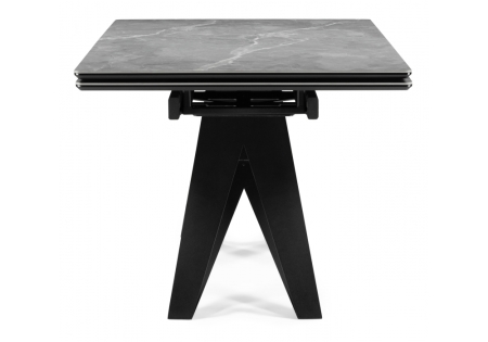 Керамический стол Блэкберн 140(200)х80 серый мрамор larka grey, черный