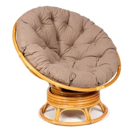 Кресло-качалка "PAPASAN" w 23 и 01 B с подушкой, мед, экошерсть коричневый, 1811-5