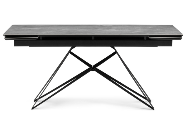 Керамический стол Блэкберн 140(200)х80 серый мрамор larka grey, черный