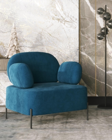 Кресло Кэнди с подлокотниками велюр синий