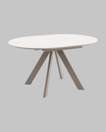 Стол круглый Миндель D100 столешница керамика белый глянец, основание металл латте Стол круглый Миндель D100 столешница керамика белый глянец, основание металл латте