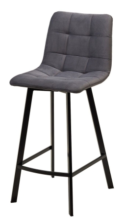 Полубарный стул CHILLI-QB SQUARE серый #27, велюр / черный каркас (H=66cm)