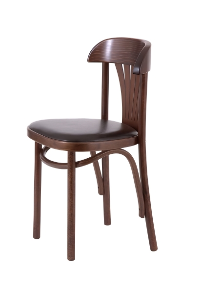 Стул Астра с мягким сиденьем темный тон, экокожа коричневая