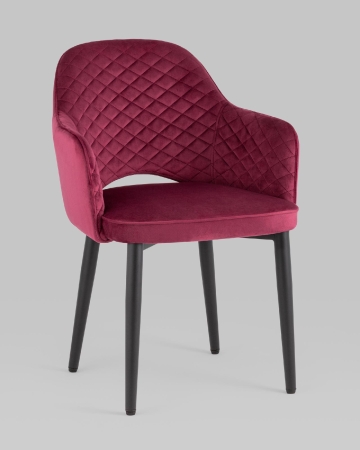 Стул Венера диамант велюр бордовый, черные ножки