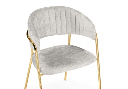 Стул на металлокаркасе Kamelia светло-серый, ткань золотые ножки