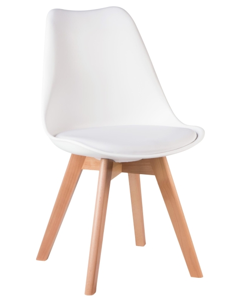 Набор 4 шт Стул обеденный JERRY SOFT, ножки светлый бук сиденья белый (W-02)