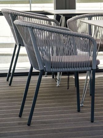 Плетеный стул "Марсель" из роупа (веревки), каркас светло-серый, цвет светло-серый