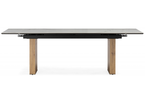 Керамический стол Бернардо 180x90 черный кварц, дуб монтана