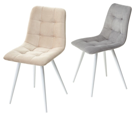 Стул CHILLI-Q бежевый #5 велюр, белый каркас