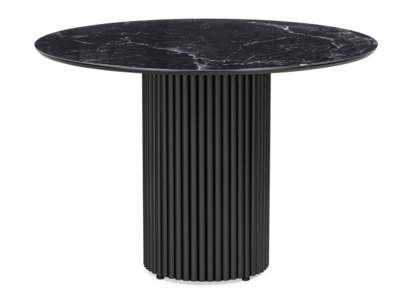 Стол стеклянный Барел 110 черный мрамор, черная пленка, черный