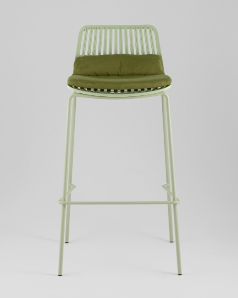 Стул барный Louran с подушкой зеленый