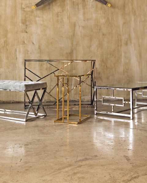 Консоль АРТ ДЕКО 115*30 стекло дым сталь темный хром