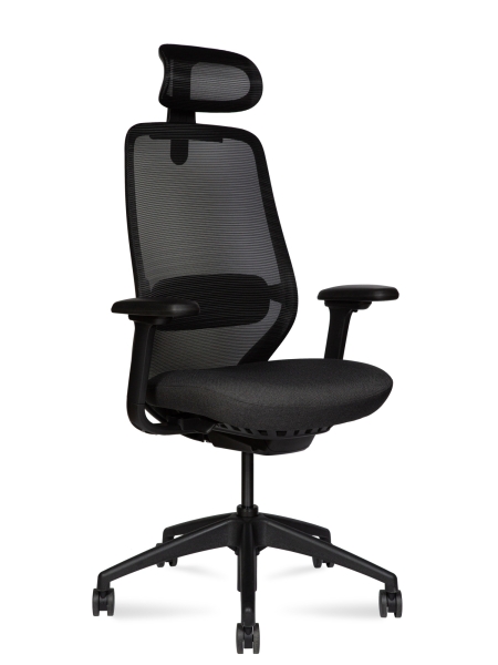 Кресло офисное Volta черный, ткань и пластик, мягкое сиденье, с подлокотниками