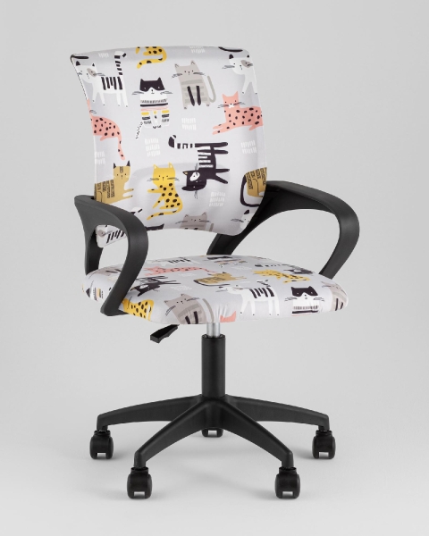 Кресло офисное TopChairs Simple SN Junior принт Blue Cats пластик черный