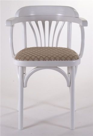 Деревянный стул Венский эмаль белая с мягким сиденьем из ткани 1 бежевый Деревянный стул Венский эмаль белая с мягким сиденьем из ткани 1 бежевый