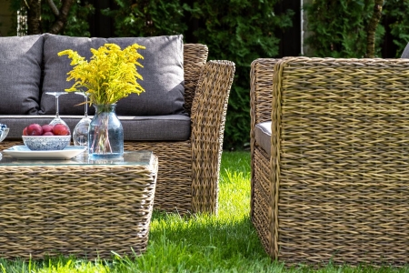 Кресло "Капучино" из искусственного ротанга (гиацинт), цвет соломенный