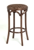 Полубарный деревянный табурет Венский 650 темный тон с мягким сиденьем из коричневой ткани