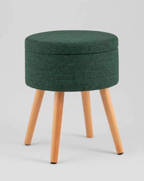 Пуф с ящиком Store Woody рогожка темно-зеленая