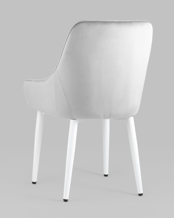 Стул Диана велюр серый ножки белые