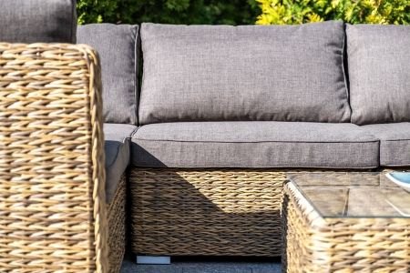 Трансформирующийся диван "Лунго" из искусственного ротанга (гиацинт), цвет соломенный