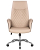 Офисное кресло LEONARD бежевый и коричневый, экокожа и металл, мягкое сиденье, с подлокотниками