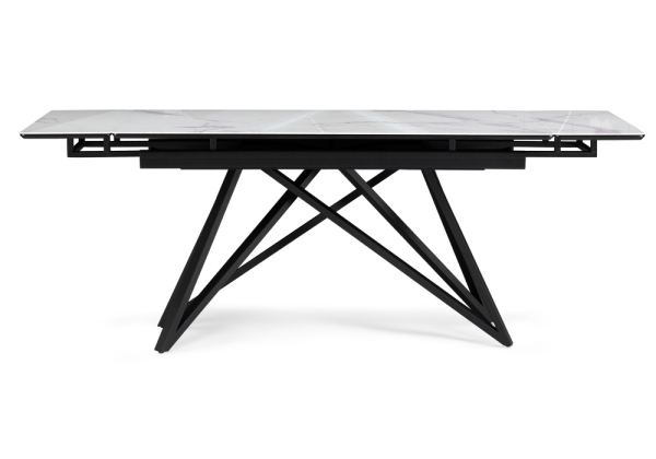 Стеклянный стол Вилсон 140(200)х80 белый мрамор, черный