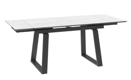 Стол раздвижной Alteza-140 (140+30+30x85) мрамор светлый, черный